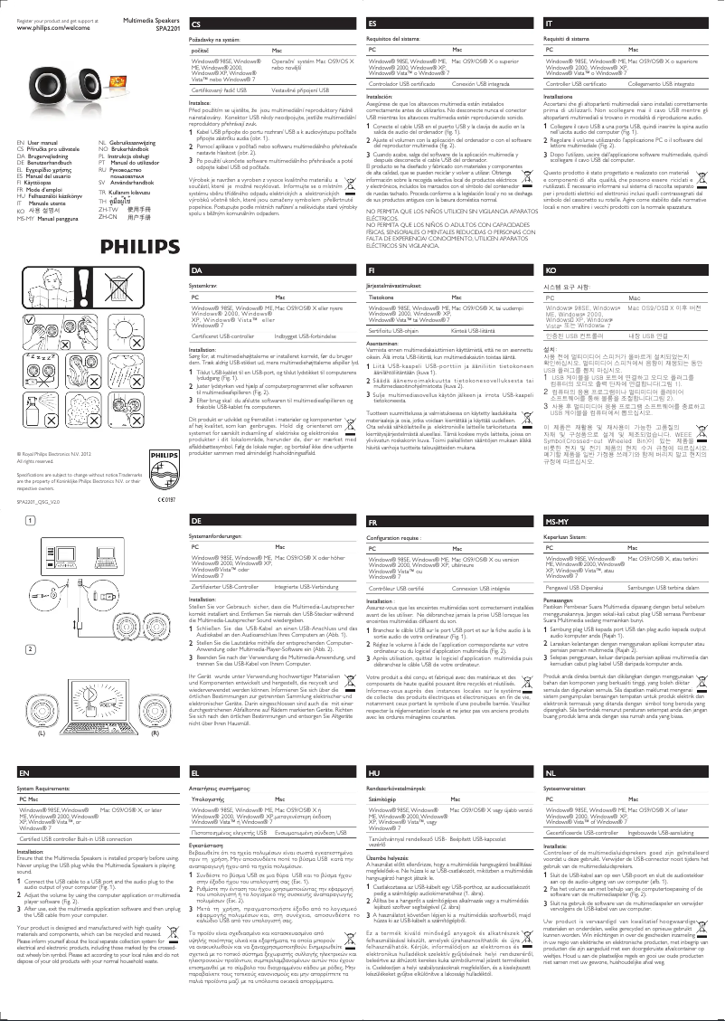 Page 1 de la notice Manuel utilisateur Philips SPA2201R