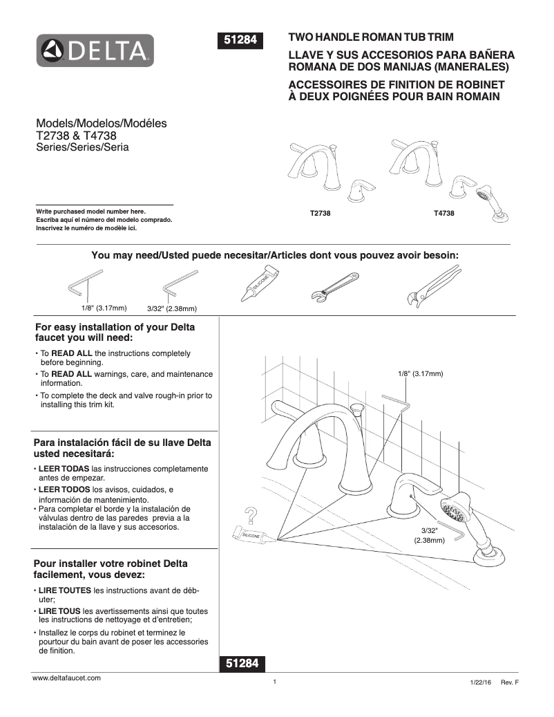 Page n°1 - Manuel utilisateur Delta T4738