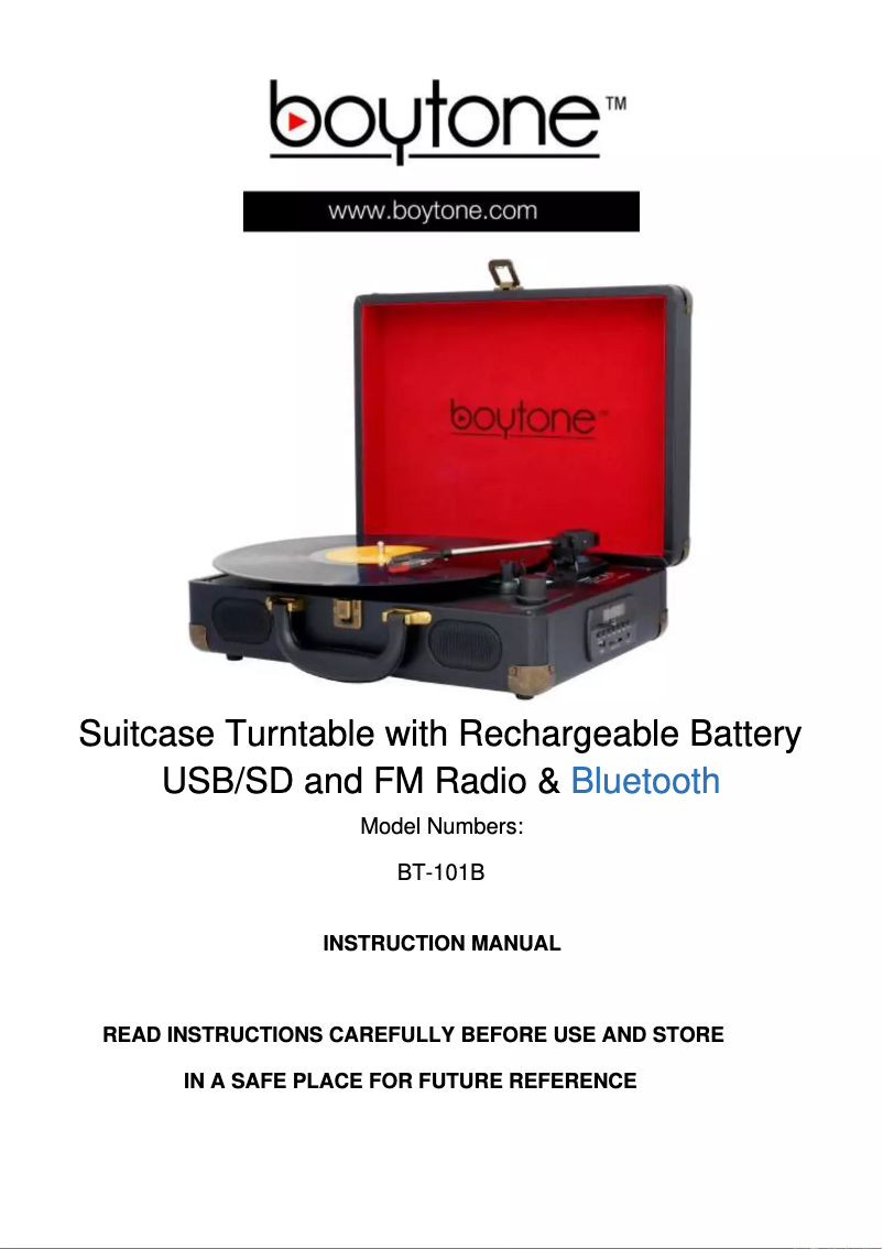 Image de la première page du manuel de l'appareil BT-101BL