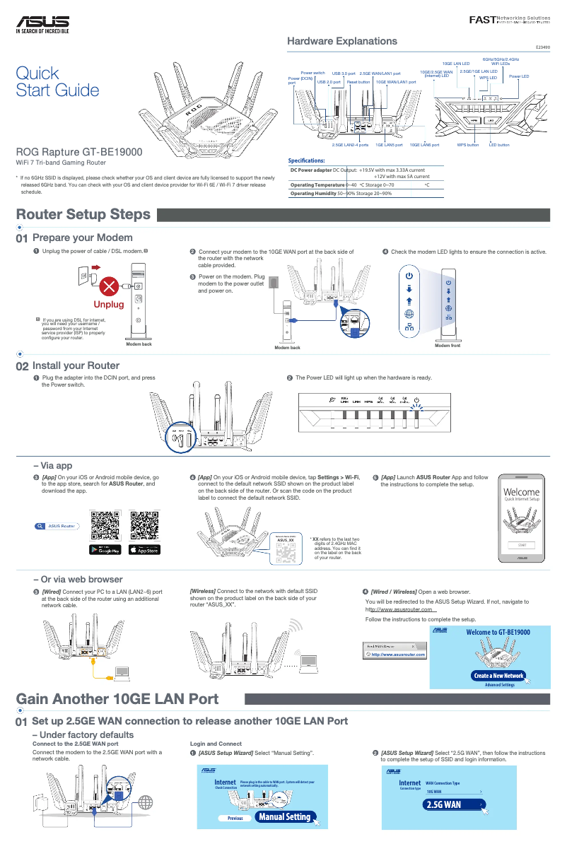 Page 1 de la notice Manuel utilisateur Asus ROG Rapture GT-BE19000