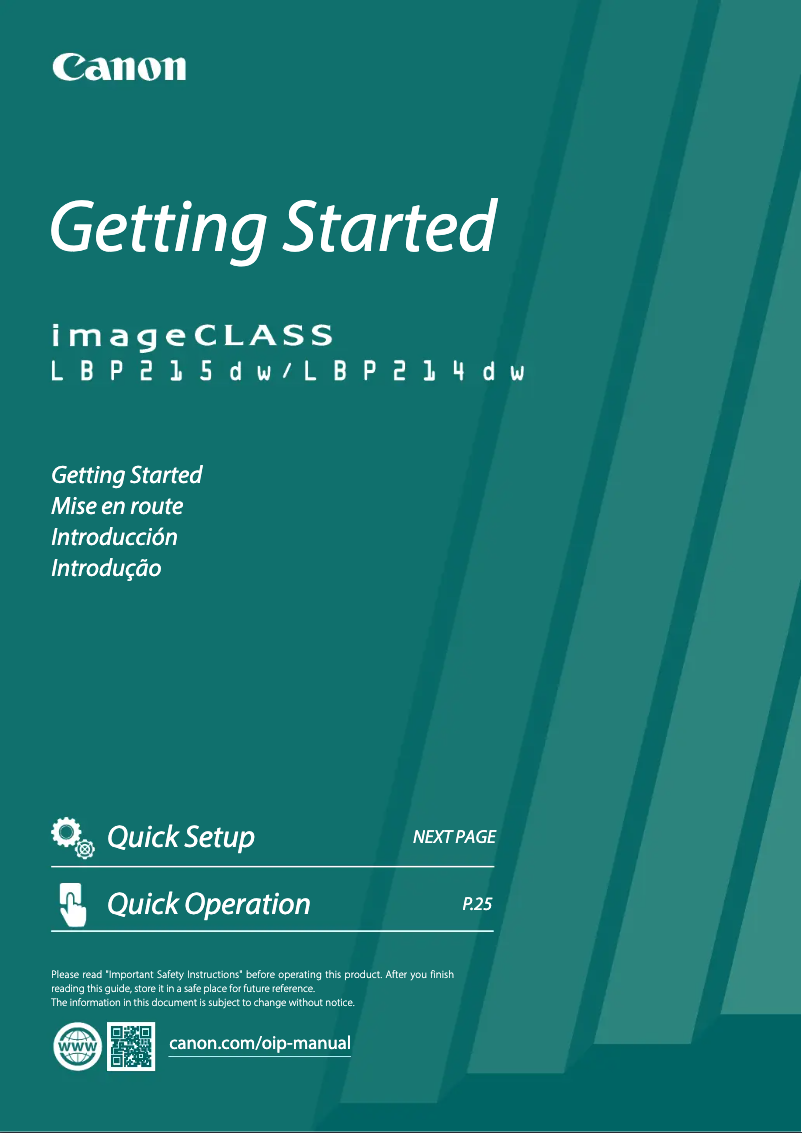 Page n°1 - Manuel utilisateur Canon imageCLASS LBP215dw