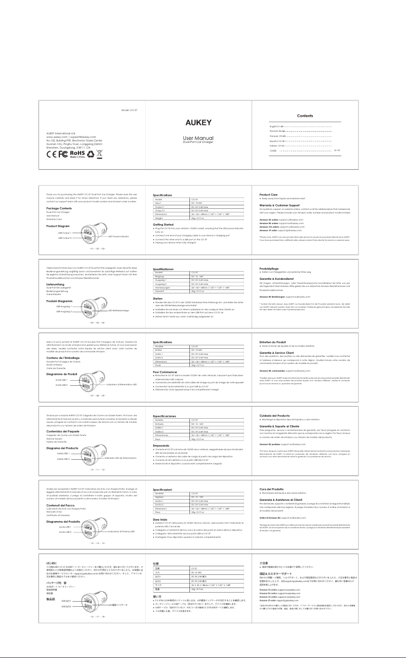 Page 1 of the manual User Manual Aukey PA-X06