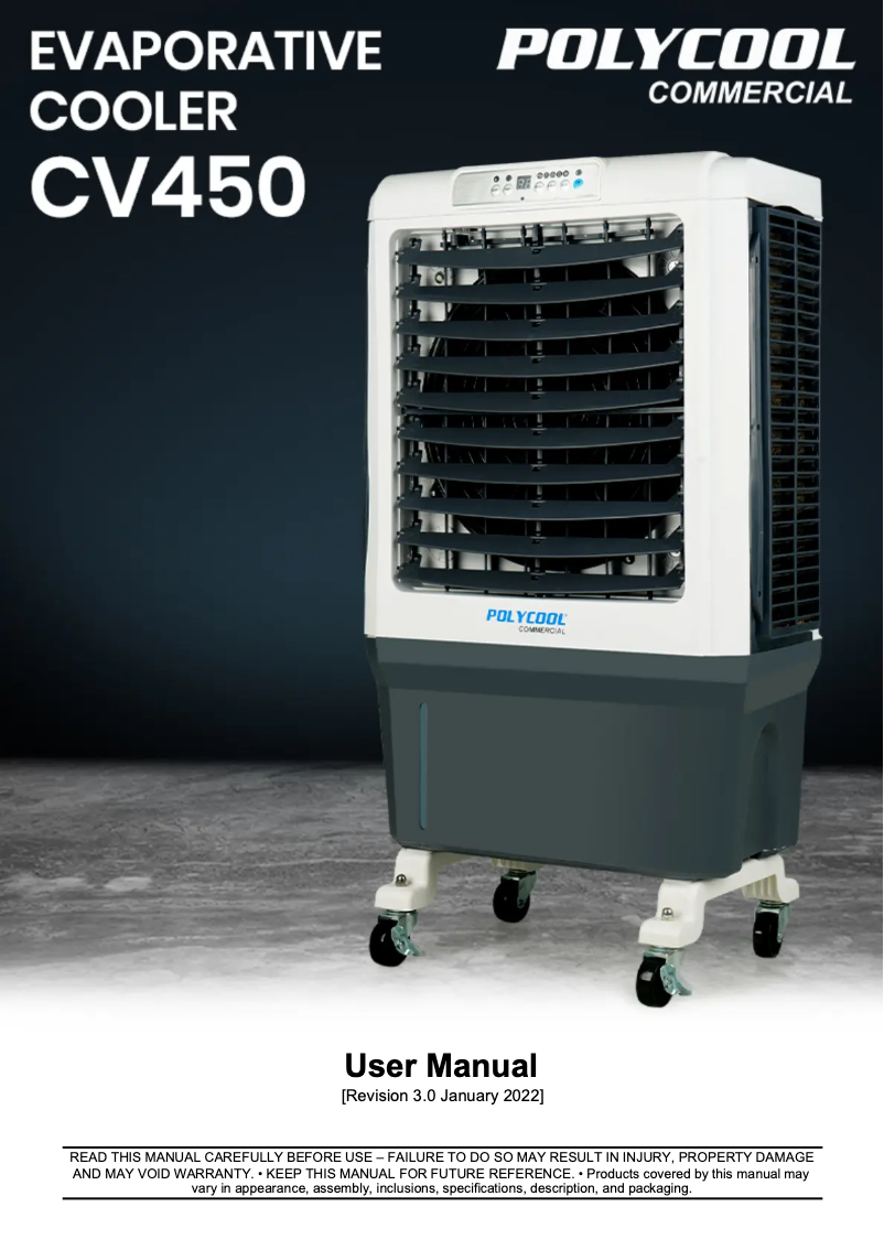 Page n°1 - Manuel utilisateur PolyCool CV450