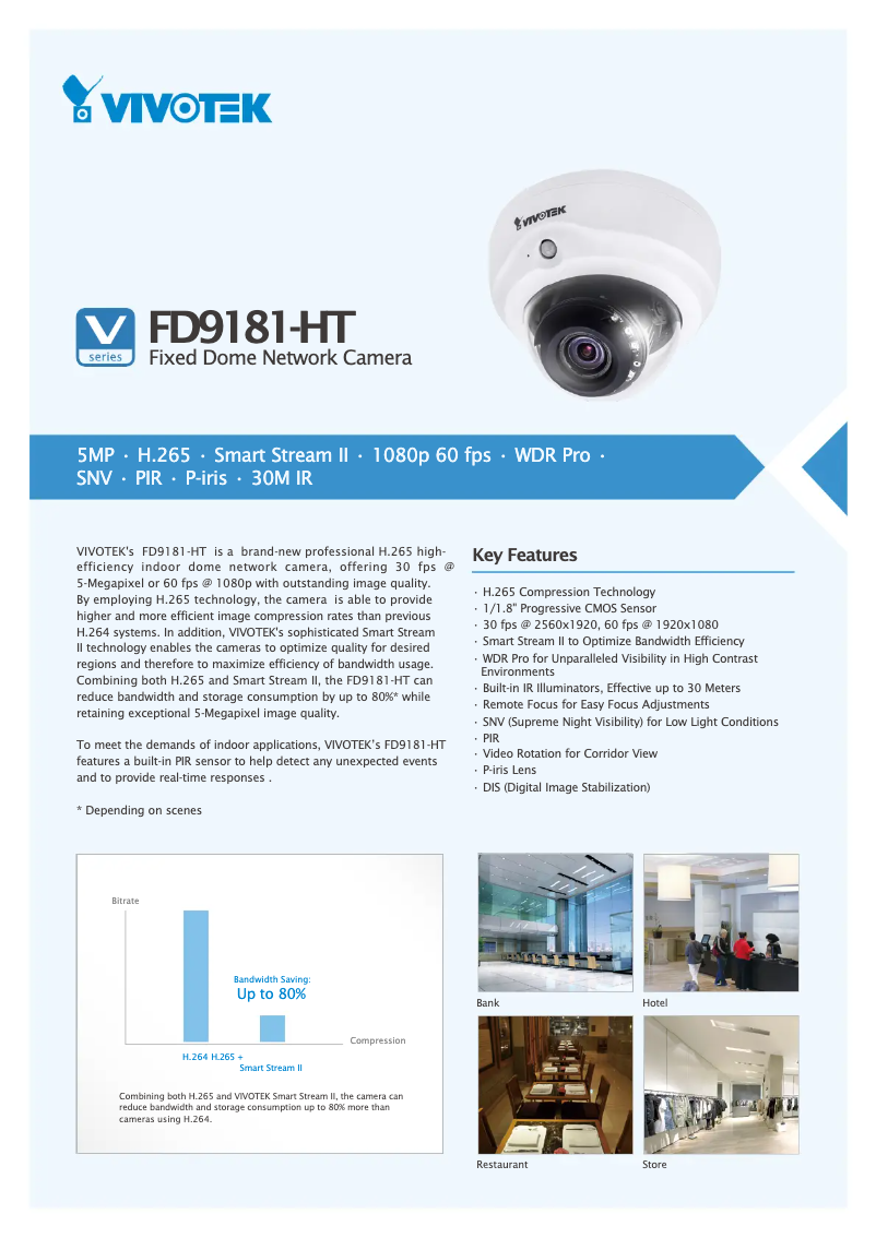 Page 1 de la notice Fiche technique Vivotek FD9182-H