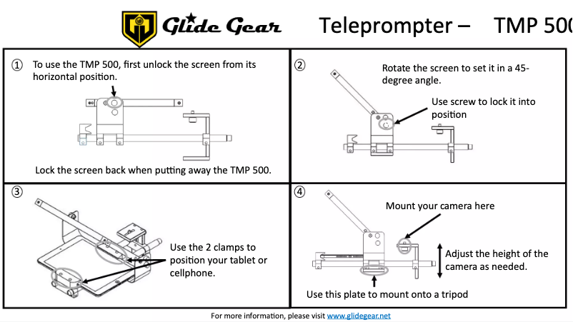 Page 1 de la notice Manuel utilisateur Glide Gear TMP 500