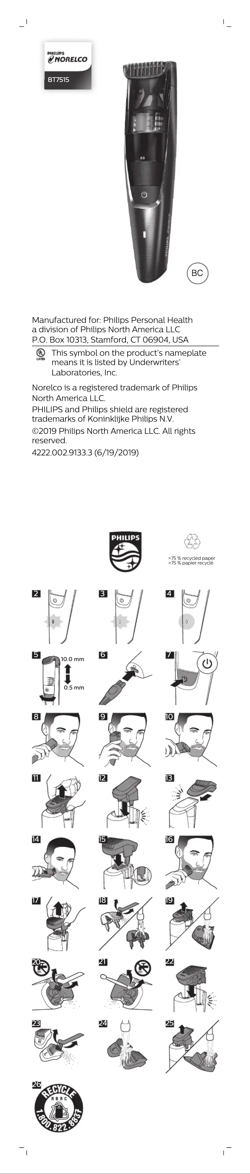 Page 1 of the manual User Manual Philips Norelco BT7515