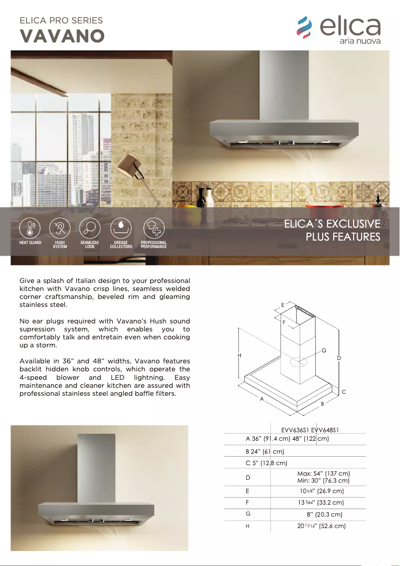Page n°1 - Fiche technique Elica Vavano PRF0142452A