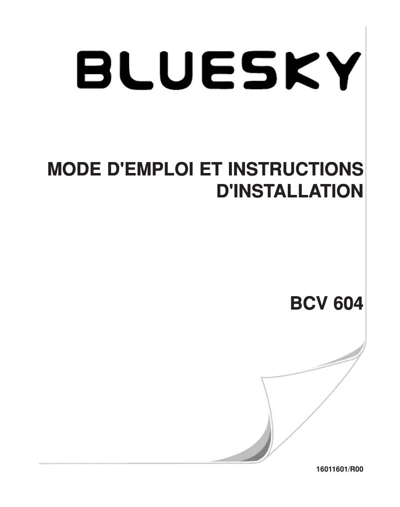 Page n°1 - Manuel utilisateur Bluesky BCV 604