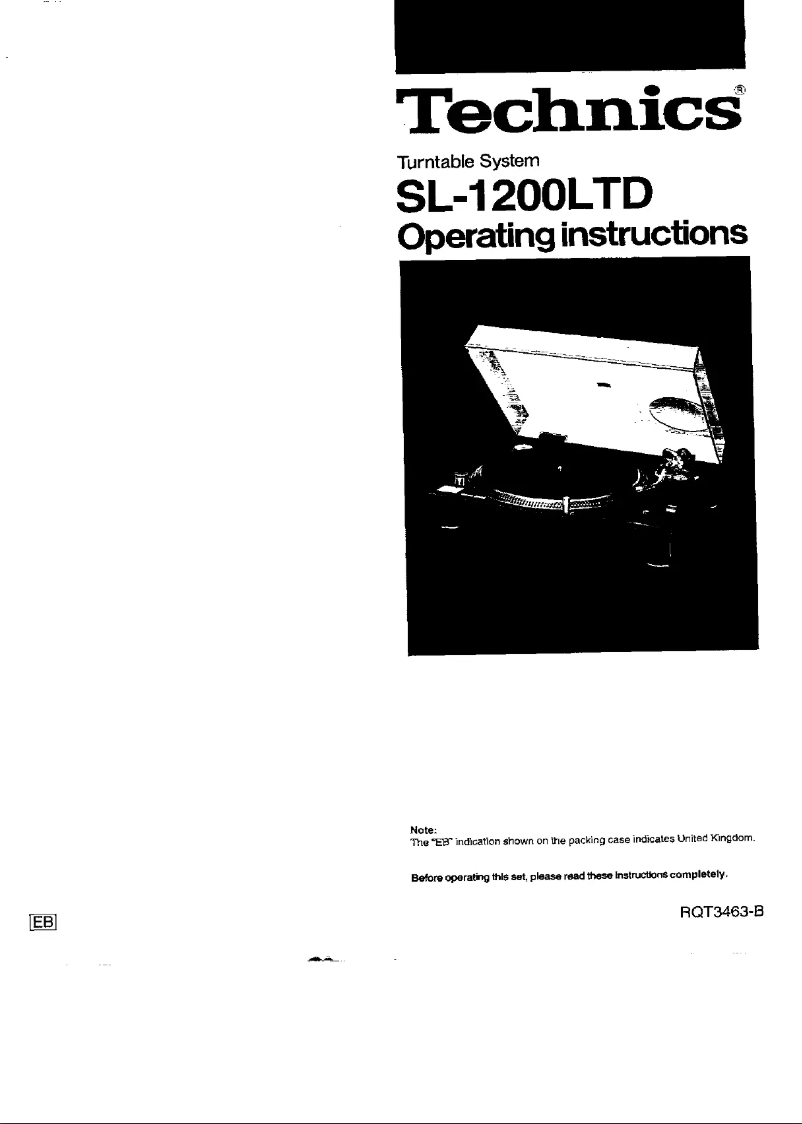 Page 1 de la notice Manuel utilisateur Technics SL-1200LTD