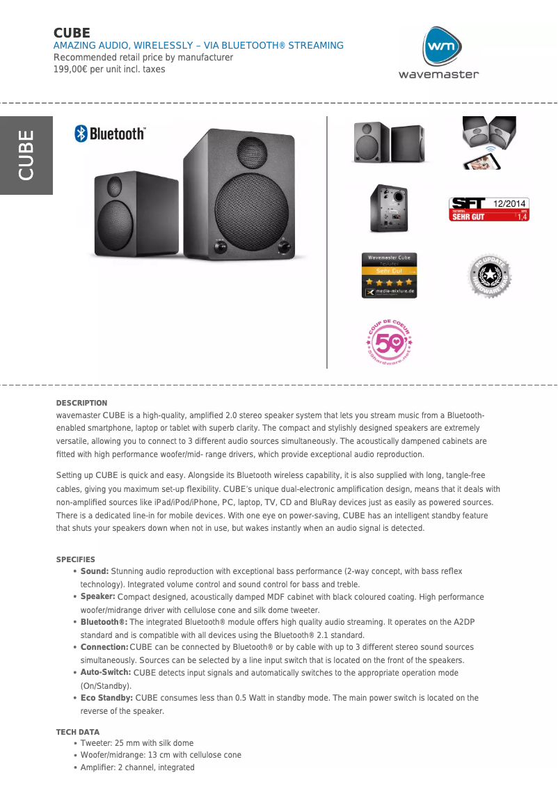 Page 1 de la notice Manuel utilisateur Wavemaster CUBE