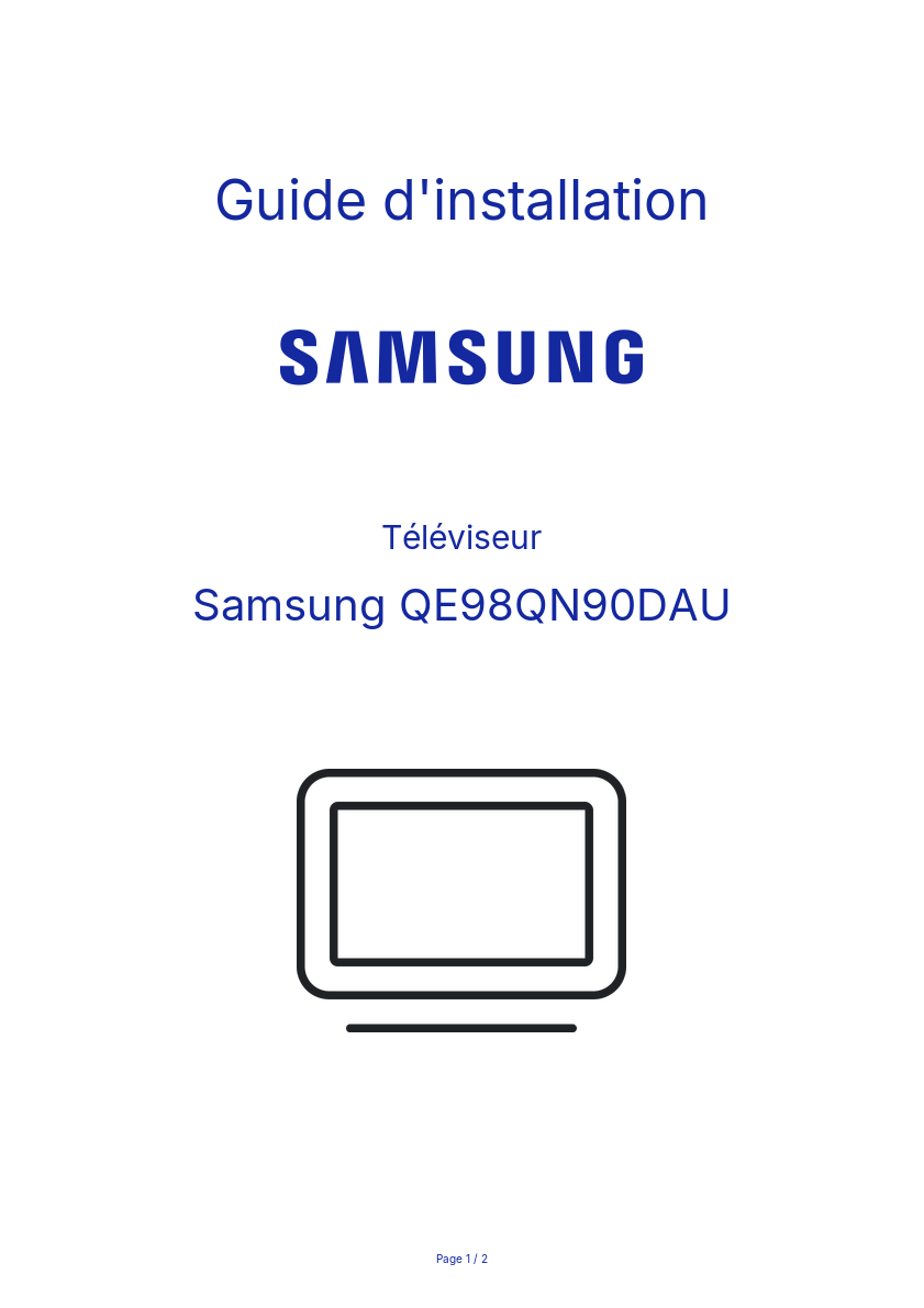 Page n°1 - Guide d'installation Samsung QE98QN90DAU