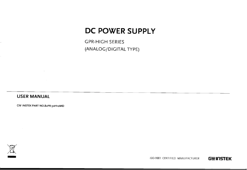 Page 1 de la notice Manuel utilisateur GW Instek GPR-3510HD