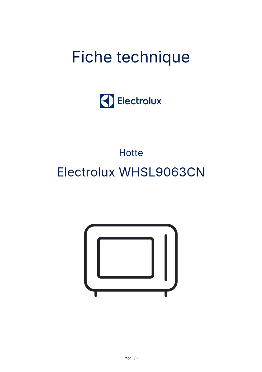 Page n°1 - Fiche technique Electrolux WHSL9063CN