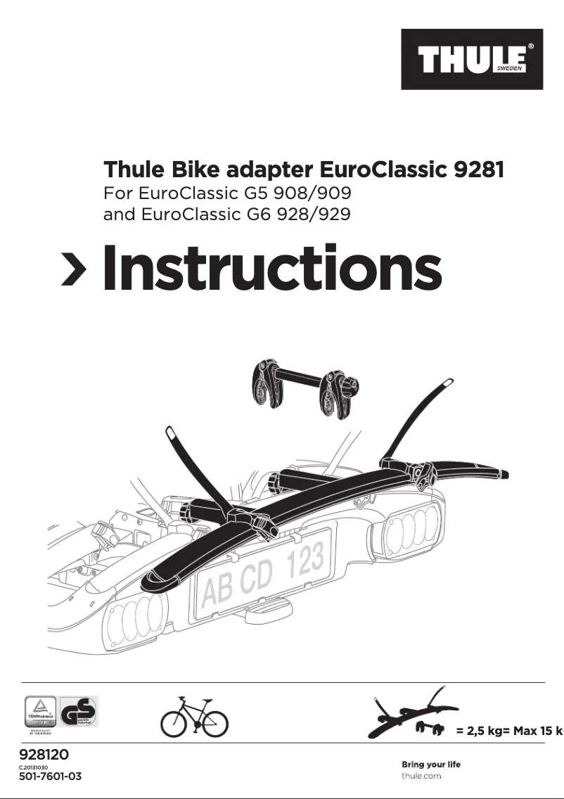 Image de la première page du manuel de l'appareil Bike adapter EuroClassic 9281