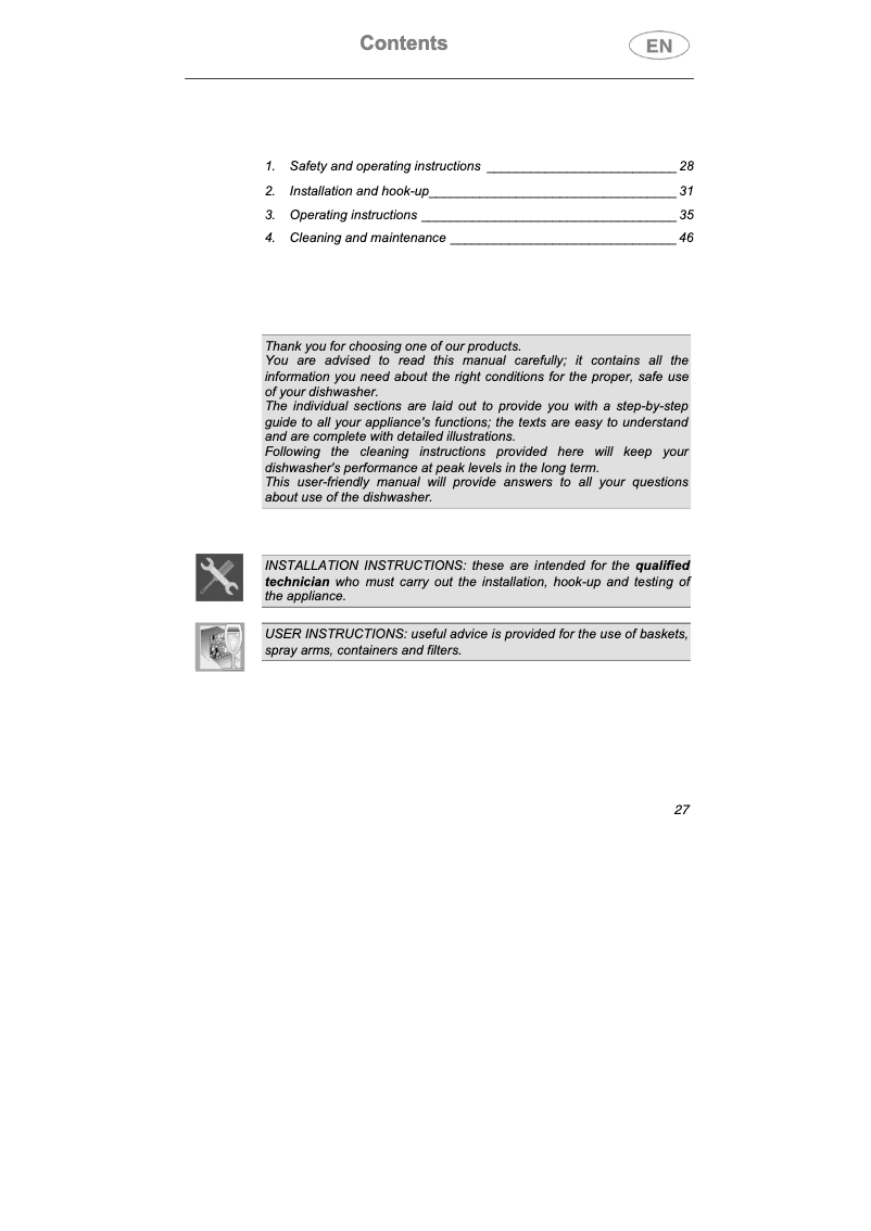 Image de la première page du manuel de l'appareil DW7 45 S