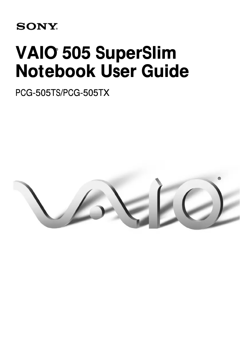 Image de la première page du manuel de l'appareil Vaio PCG-505TR