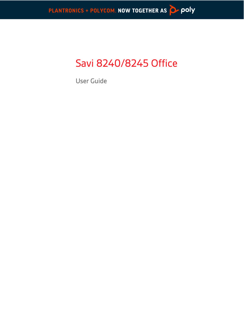 Page 1 de la notice Manuel utilisateur Plantronics Savi 8240