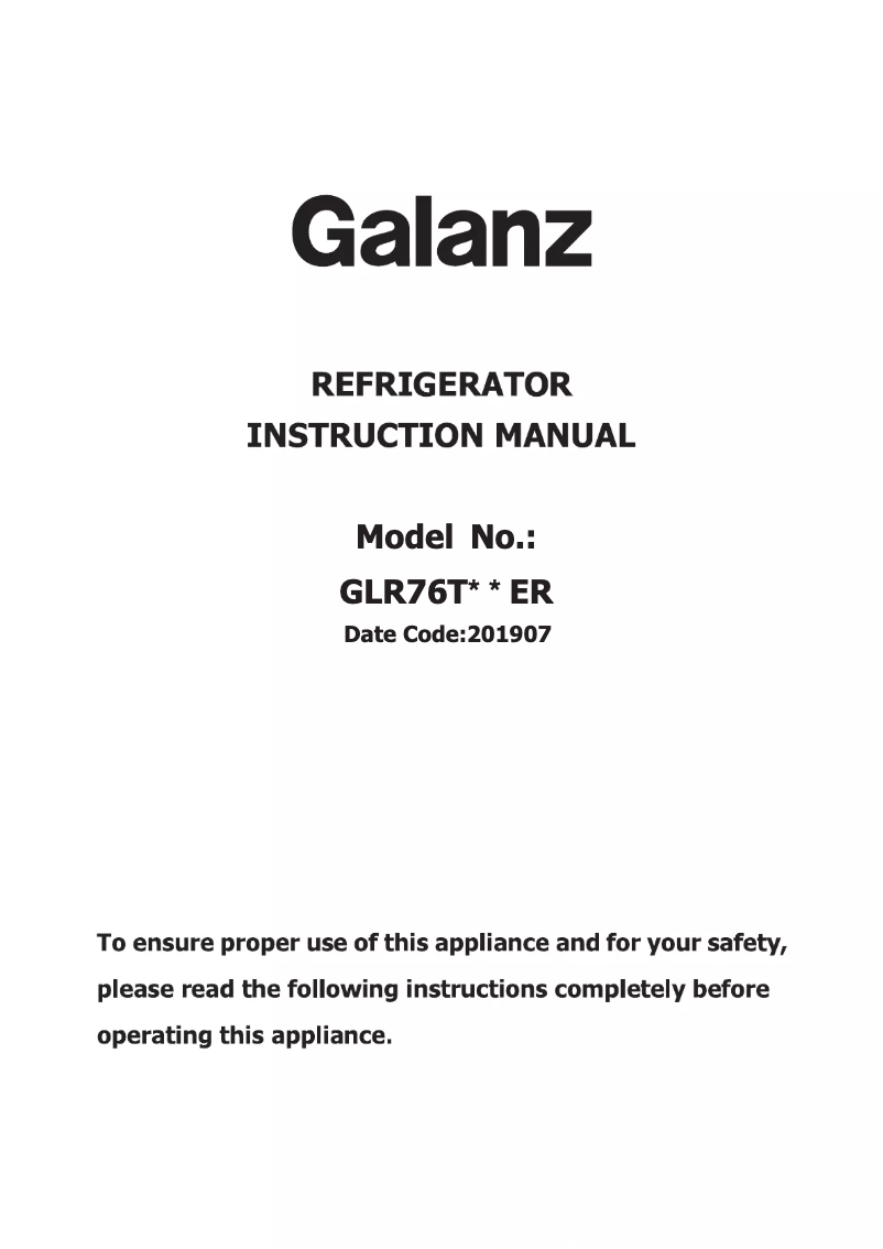 Imagen de la primera página del manual del dispositivo GLR76TRDER