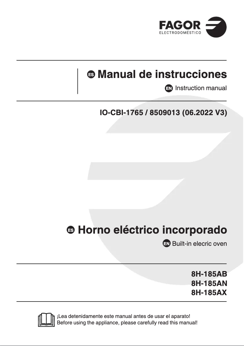 Page 1 de la notice Manuel utilisateur Fagor 8H-185AX