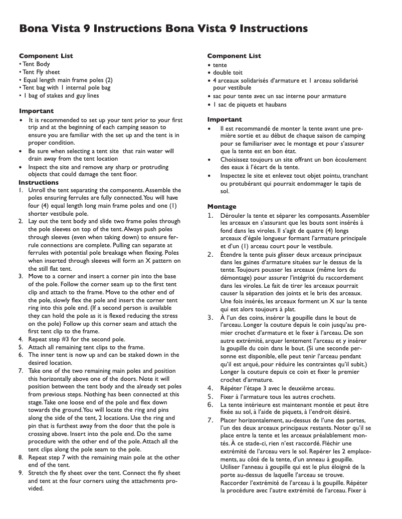 Image de la première page du manuel de l'appareil Bonavista 100