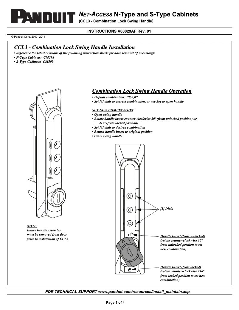 Página 1 del manual Guía de instalación Panduit CCL3
