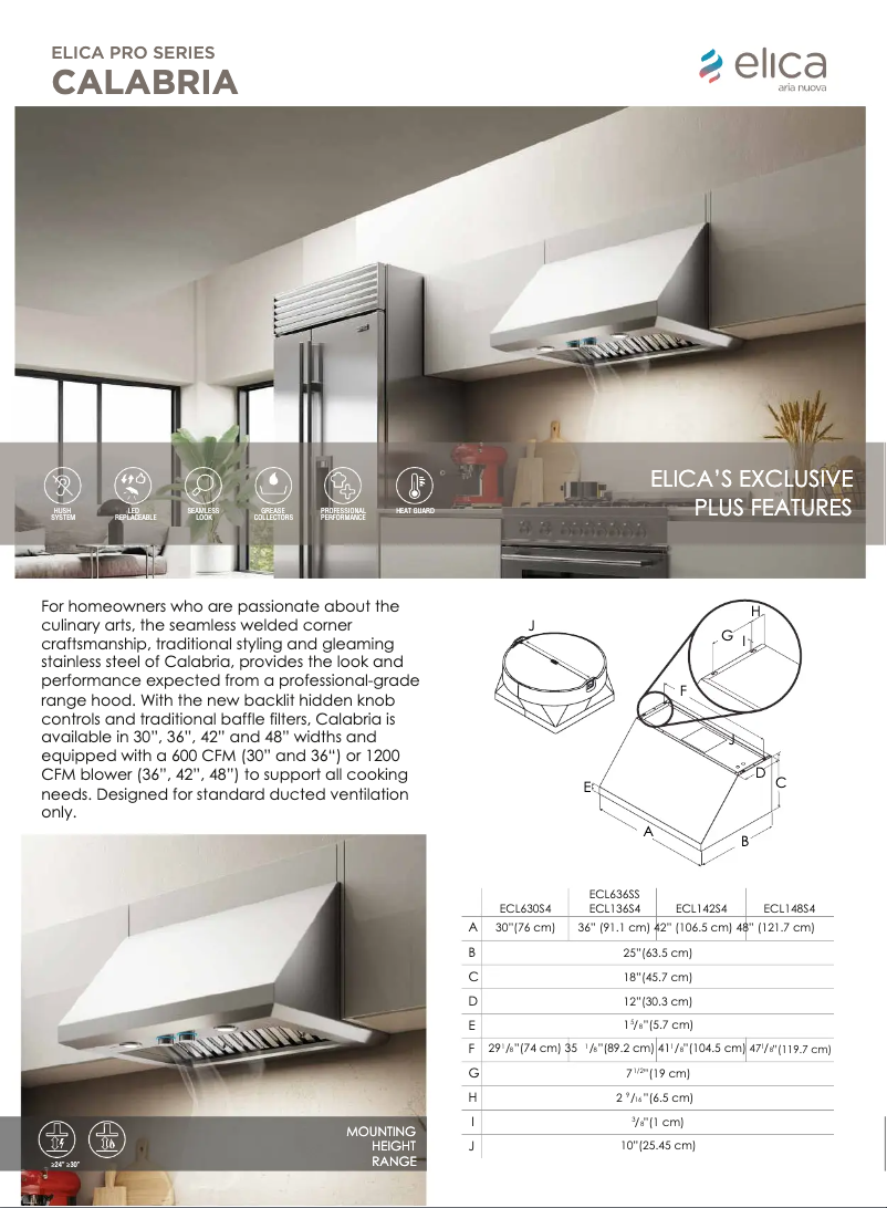 Page n°1 - Fiche technique Elica Calabria ECL148S3