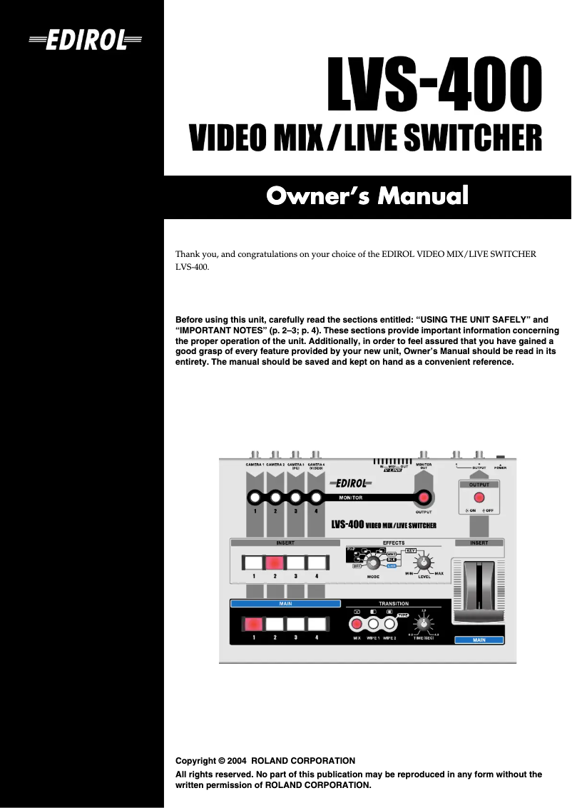 Page n°1 - Manuel utilisateur Roland LVS-400