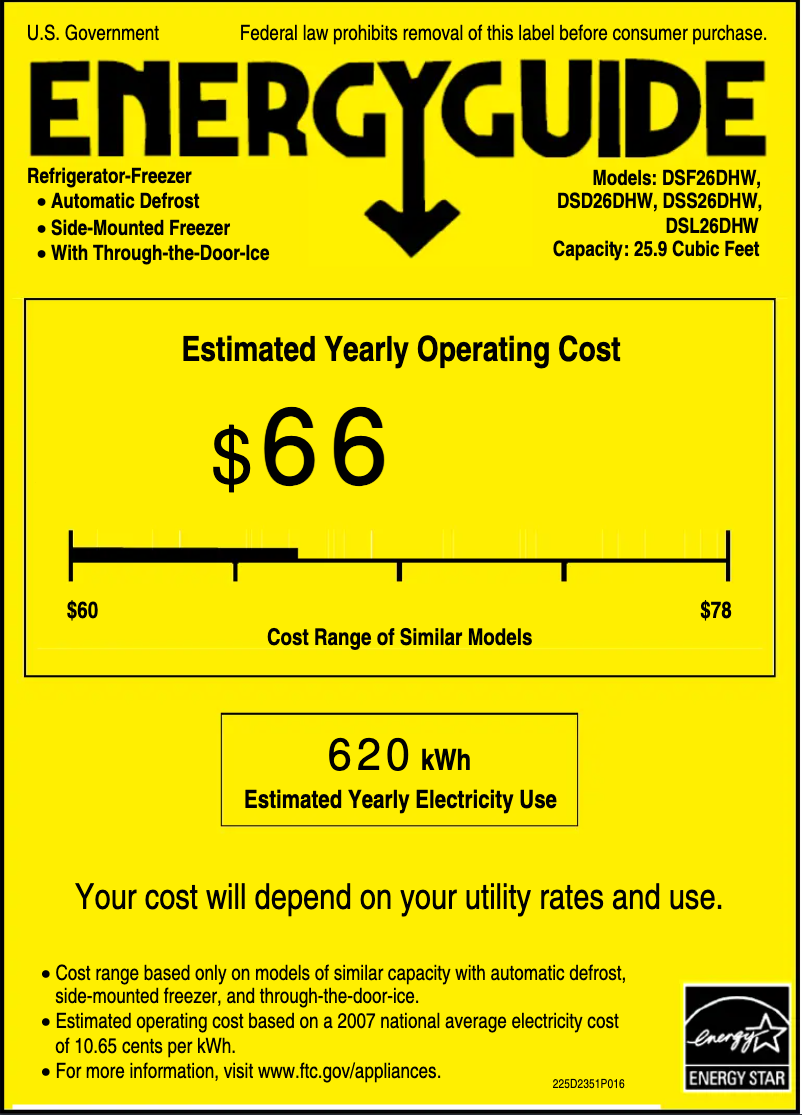 Página 1 del manual Etiqueta energética GE Adora DSF26DHWBB