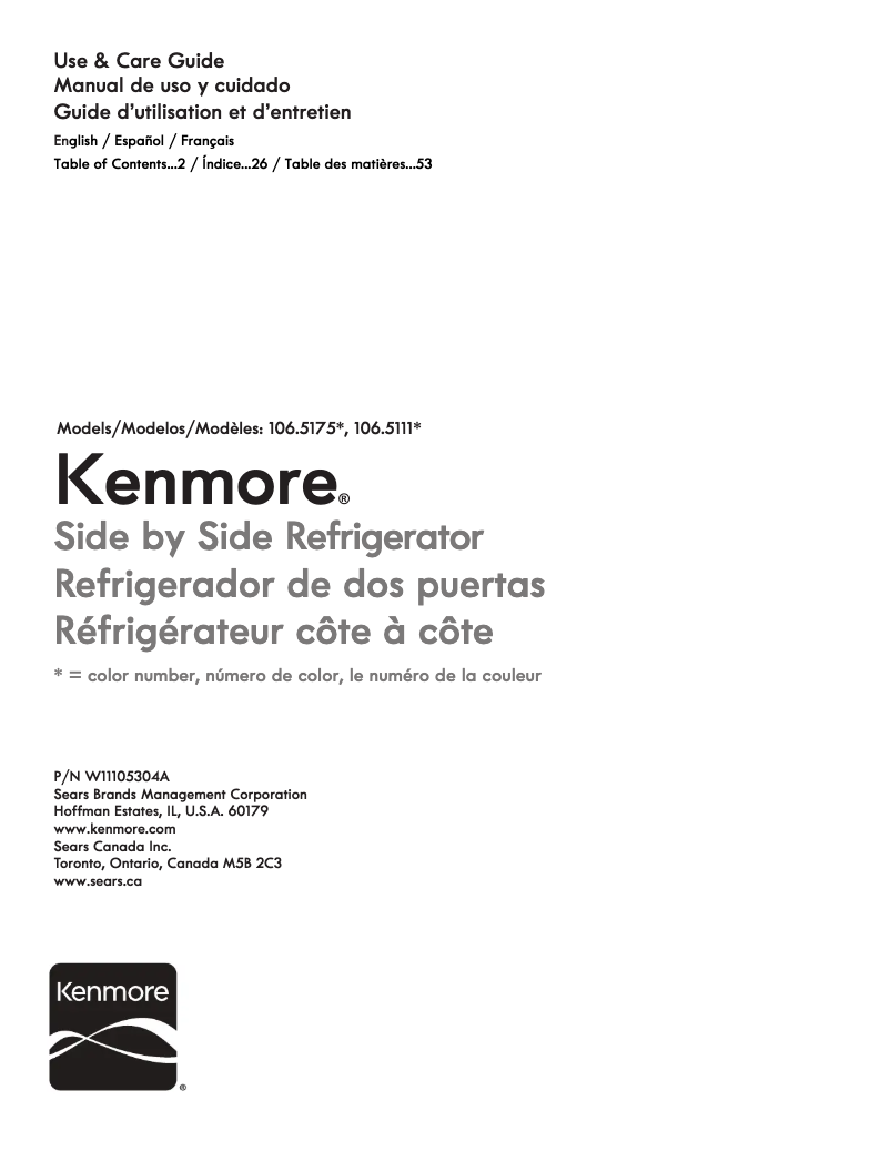 Page 1 de la notice Manuel utilisateur Kenmore 51115