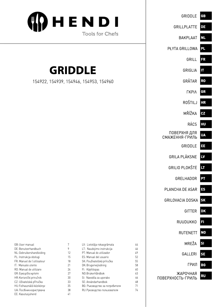Page 1 de la notice Manuel utilisateur Hendi 154922