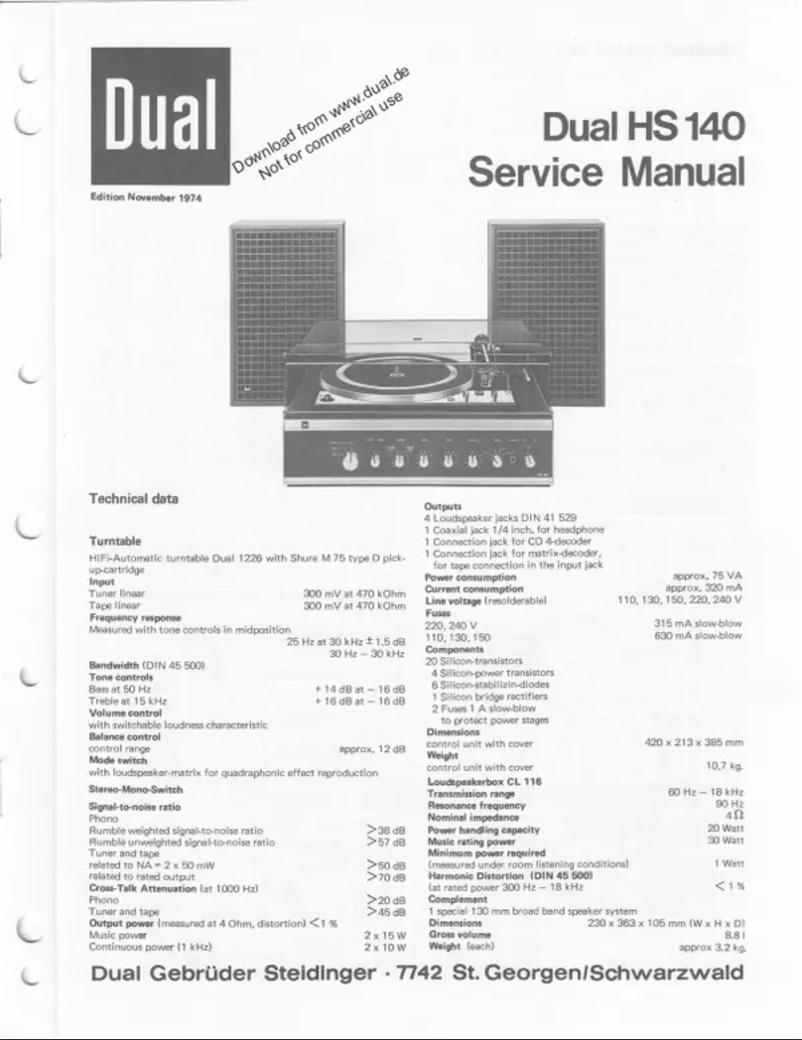 Page n°1 - Manuel utilisateur Dual HS140