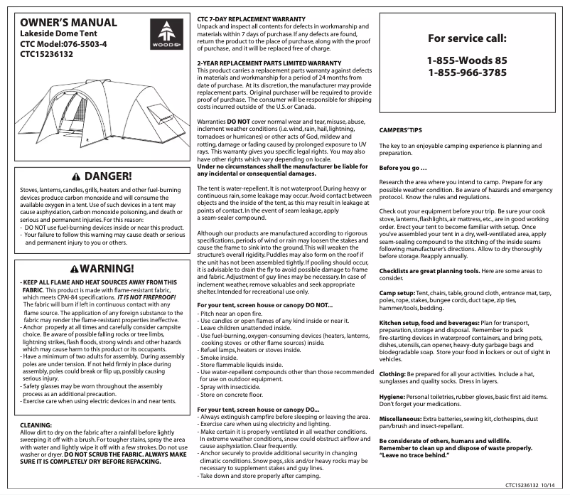 Page 1 de la notice Manuel utilisateur Wood's Lakeside 10