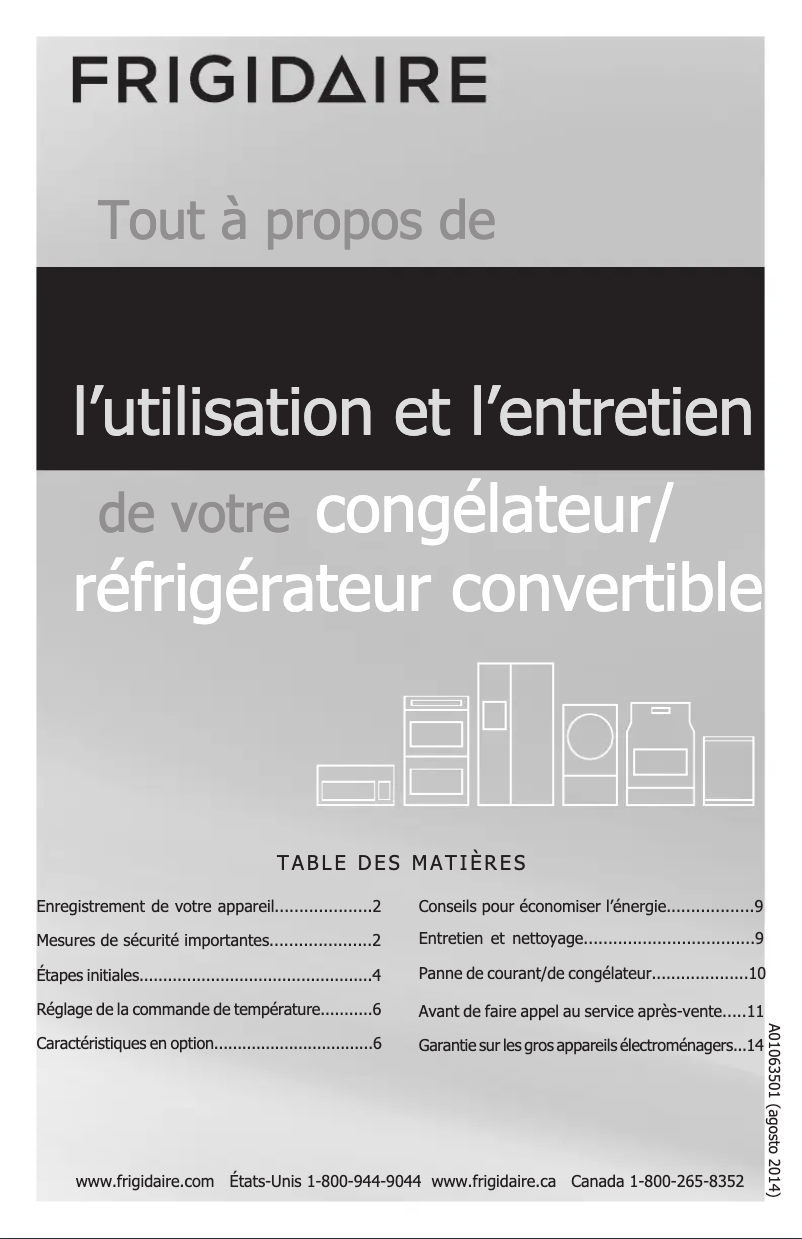Page n°1 - Manuel utilisateur Frigidaire FGVU21F8QF