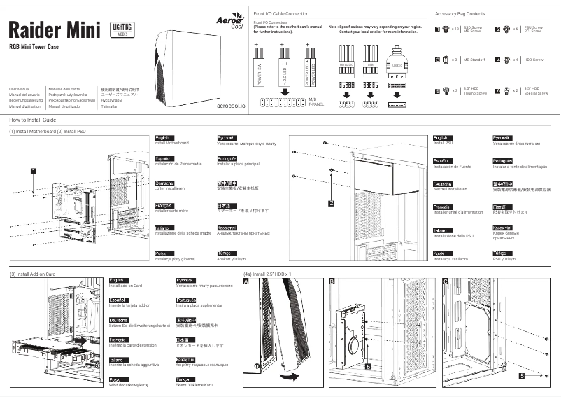 Page n°1 - Manuel utilisateur AeroCool Raider Mini