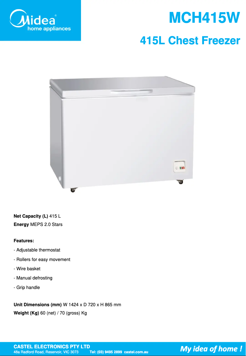 Page n°1 - Fiche technique Midea MCH415W