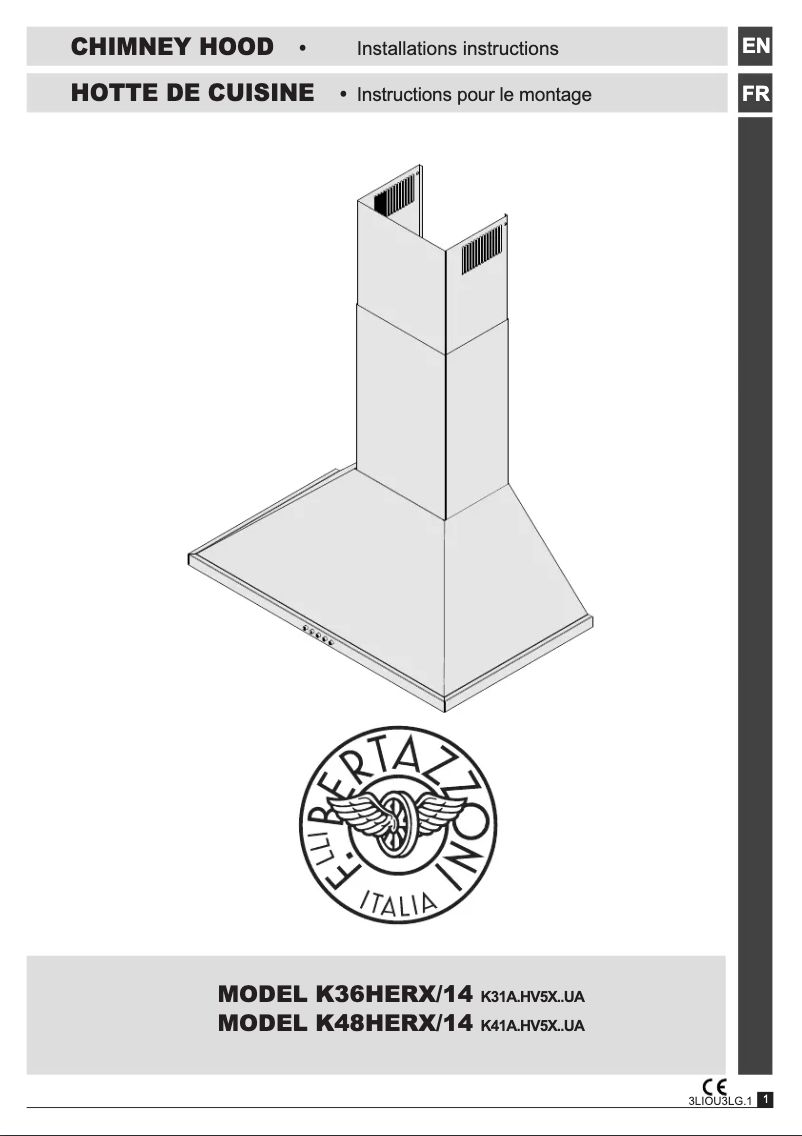 Page 1 de la notice Guide d'installation Bertazzoni KCH30XV