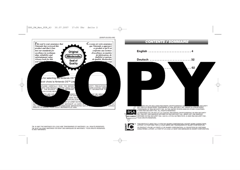 Image de la première page du manuel de l'appareil DSi