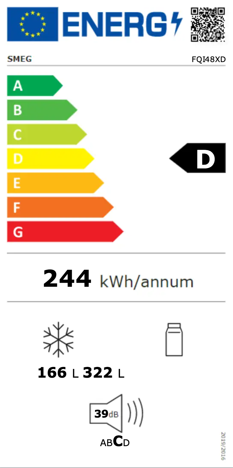 Page 1 de la notice Label énergétique Smeg FQI48XD