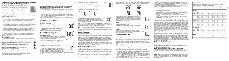 Page 1 de la notice Manuel utilisateur Conair Body Analysis WW310A