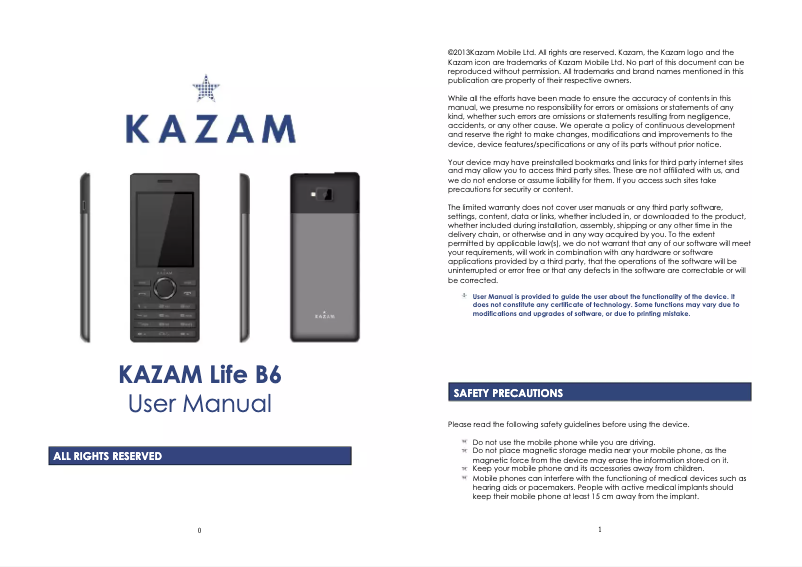 Image de la première page du manuel de l'appareil Life B6