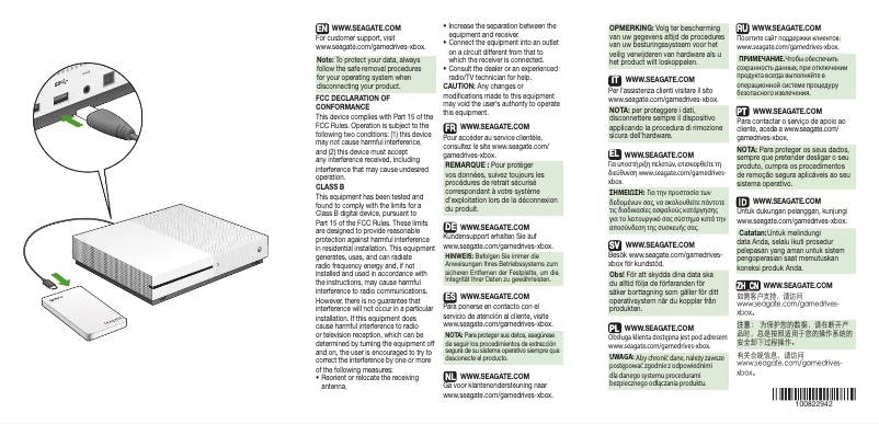 Page n°1 - Manuel utilisateur Seagate Game Drive for Xbox