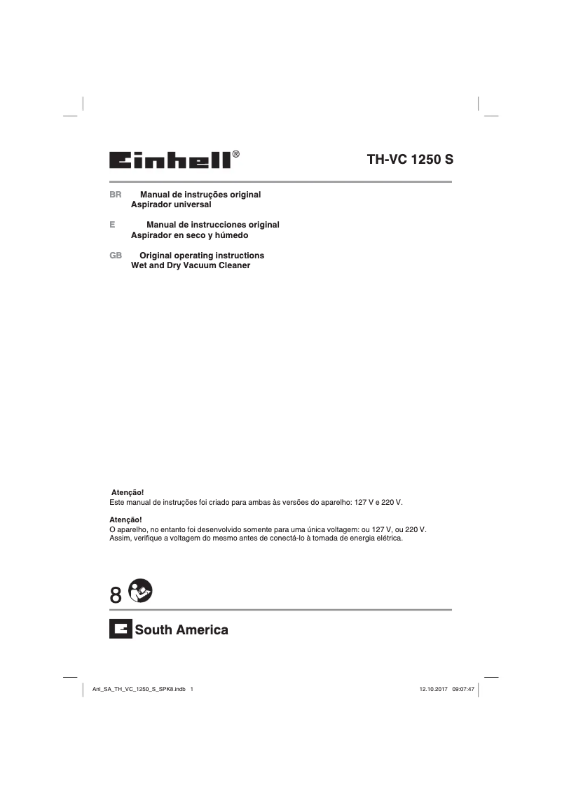 Image de la première page du manuel de l'appareil TH-VC 1250 S