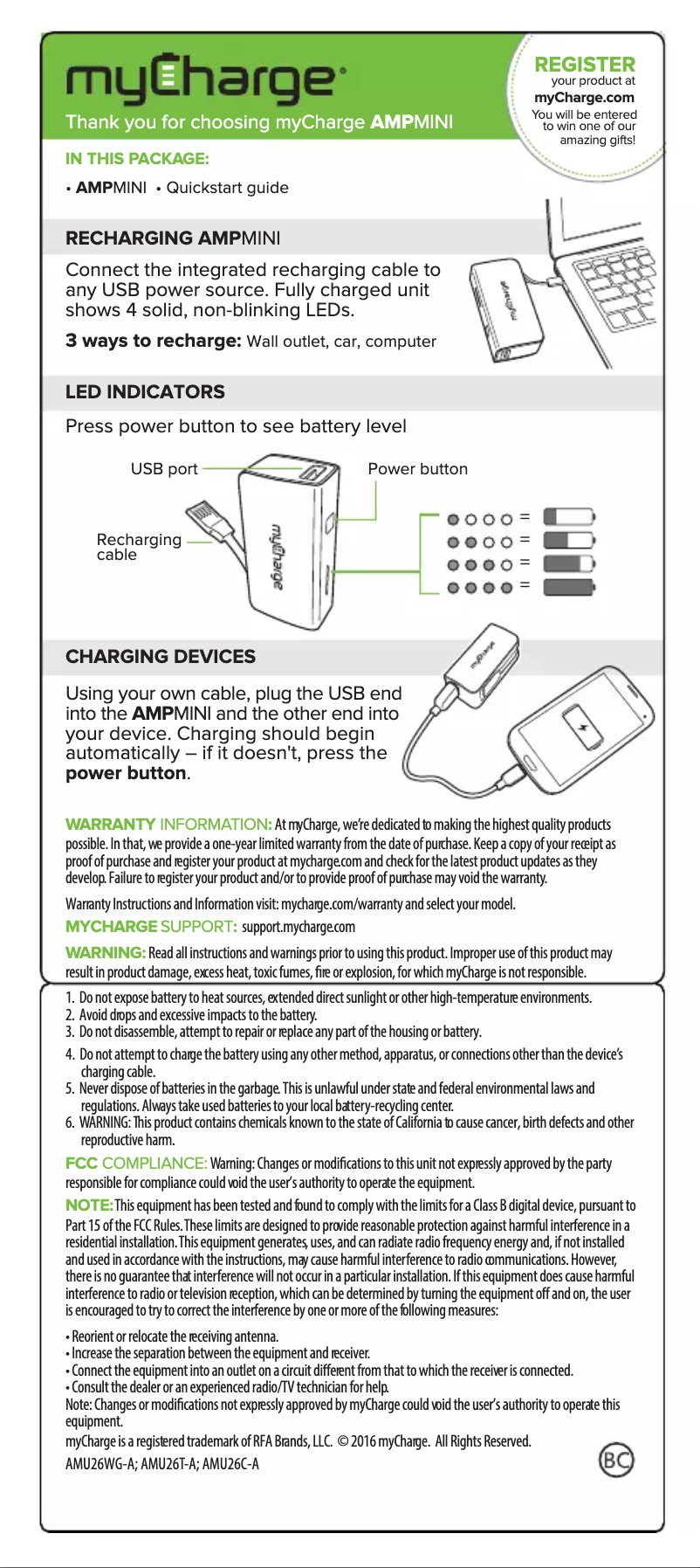 Page 1 of the manual User Manual myCharge AmpMini AMAS002
