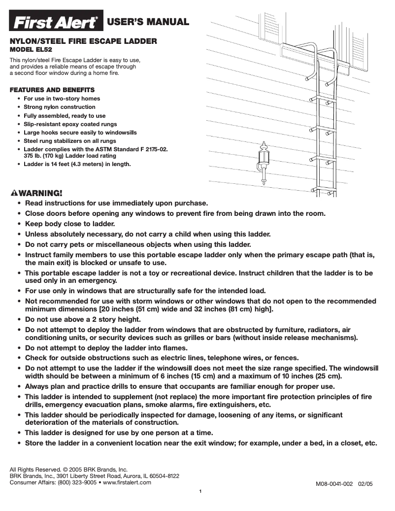 Page 1 de la notice Manuel utilisateur First Alert EL52