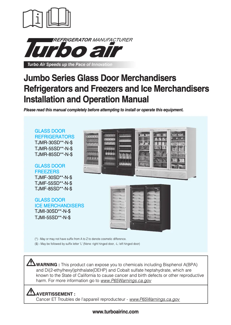 Page n°1 - Manuel utilisateur Turbo air TJMR-55SDB-N