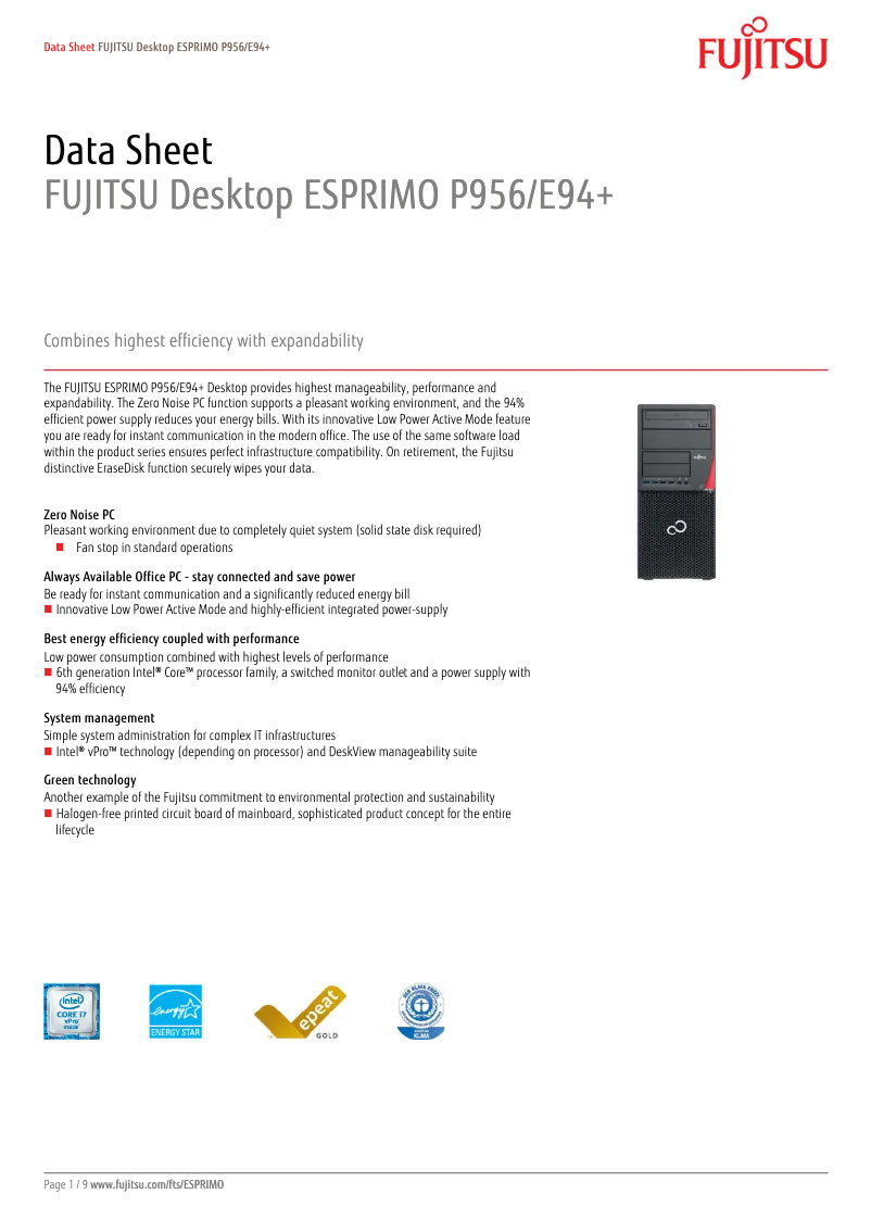 Page n°1 - Manuel utilisateur Fujitsu P956