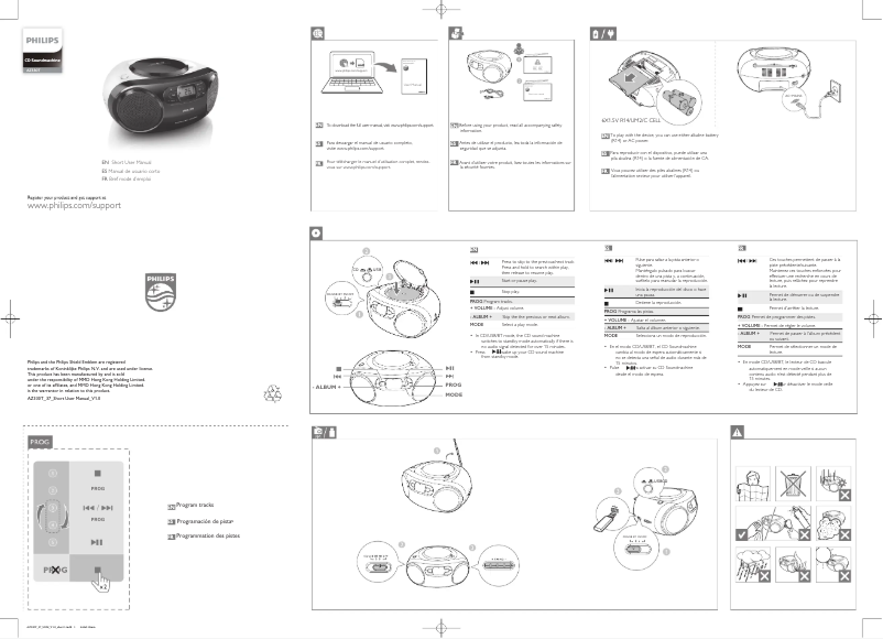 Page n°1 - Guide de démarrage rapide Philips AZ330T