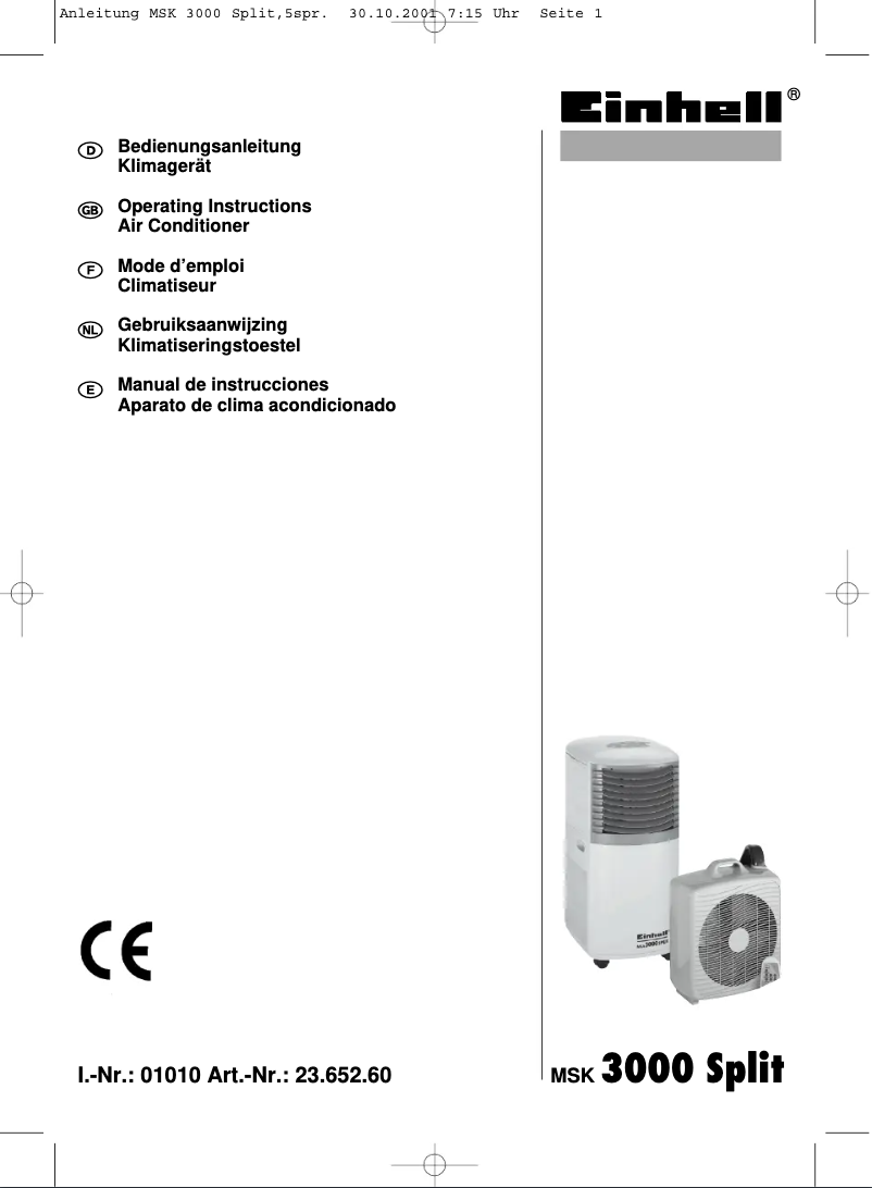 Page n°1 - Manuel utilisateur Einhell MSK 3000