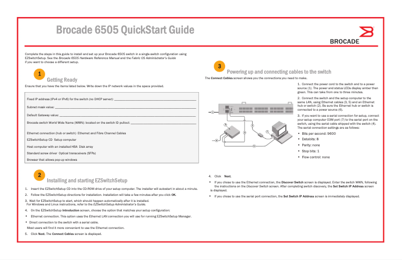 Image de la première page du manuel de l'appareil Brocade 6505