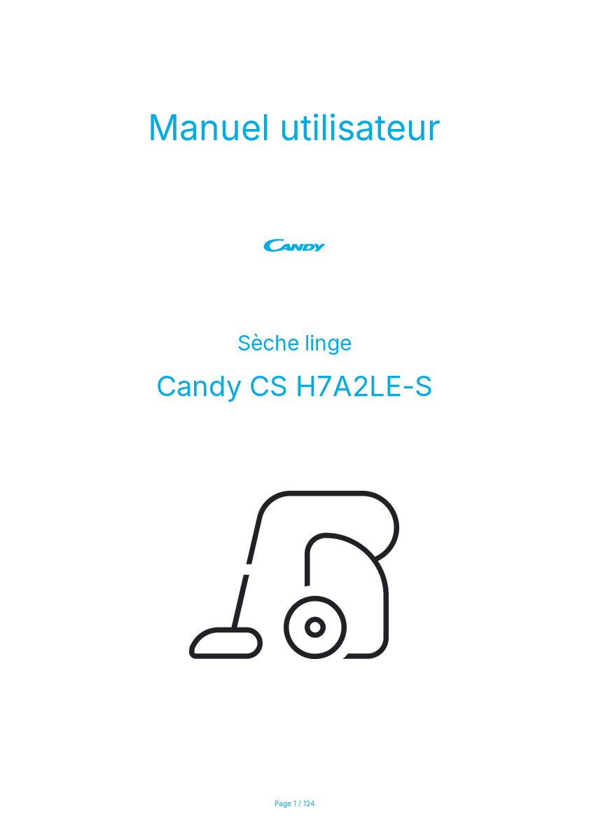 Page n°1 - Manuel utilisateur Candy CS H7A2LE-S